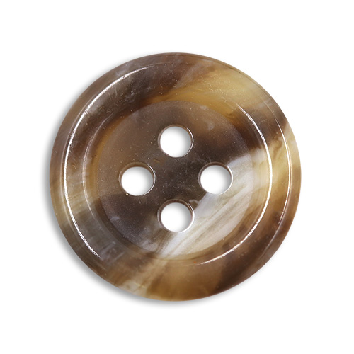 15368 Sullivans 15mm Round Plastic Button 4 Hole - Natural/brown Two Tone Effect - 39 In A Tube