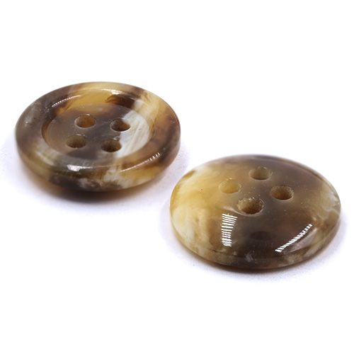 15368 Sullivans 15mm Round Plastic Button 4 Hole - Natural/brown Two Tone Effect - 39 In A Tube