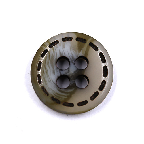 15375 Sullivans 15mm Round Plastic Button 4 Hole With Slotted Perforated Border - Smokey - 75 In A Tube