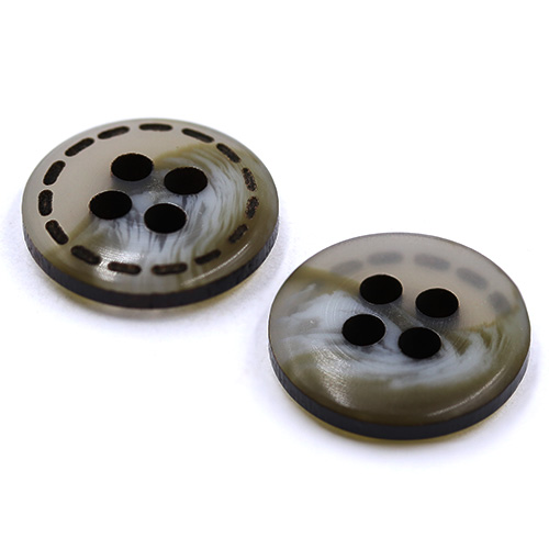 15375 Sullivans 15mm Round Plastic Button 4 Hole With Slotted Perforated Border - Smokey - 75 In A Tube