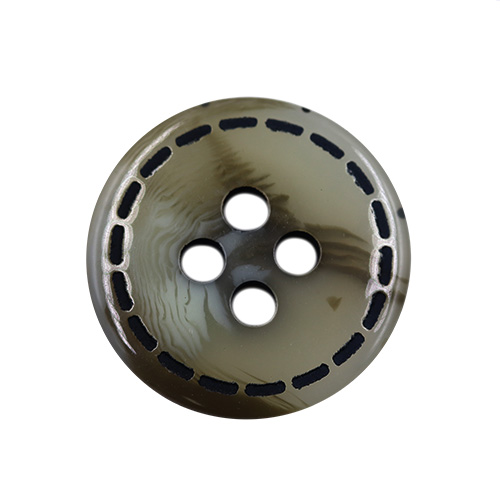 15376 Sullivans 18mm Round Plastic Button 4 Hole With Slotted Perforated Border - Smokey - 55 In A Tube