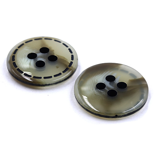 15376 Sullivans 18mm Round Plastic Button 4 Hole With Slotted Perforated Border - Smokey - 55 In A Tube