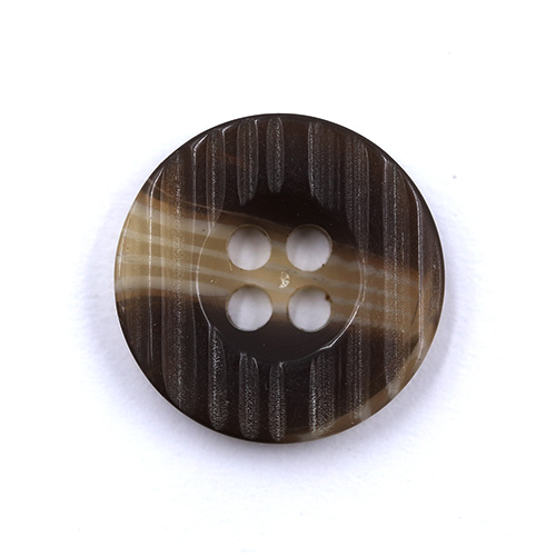 15396 Sullivans 15mm Grooved Round Plastic Button 4 Hole - Brown With Beige Strip - 72 In A Tube
