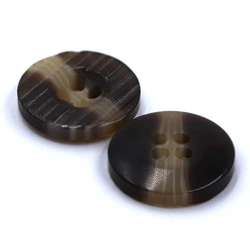 15396 Sullivans 15mm Grooved Round Plastic Button 4 Hole - Brown With Beige Strip - 72 In A Tube