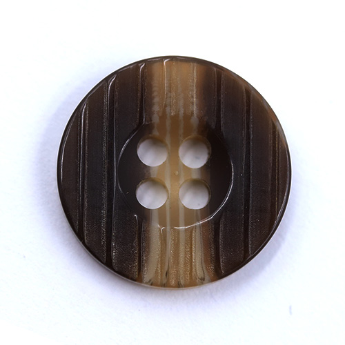 15397 Sullivans 18mm Grooved Round Plastic Button 4 Hole - Brown With Beige Strip - 42 In A Tube