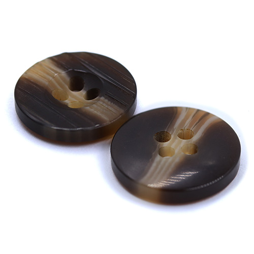 15397 Sullivans 18mm Grooved Round Plastic Button 4 Hole - Brown With Beige Strip - 42 In A Tube