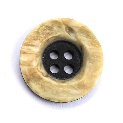 15409 Sullivans 18mm Round Plastic Button 4 Hole With Natural Earth Effect Border - 46 In A Tube