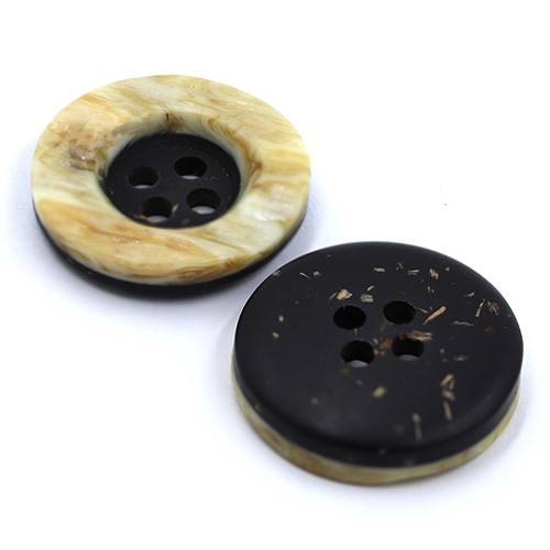 15409 Sullivans 18mm Round Plastic Button 4 Hole With Natural Earth Effect Border - 46 In A Tube