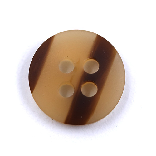 15426 Sullivans 10mm Round Plastic Button 4 Hole With Brown Middle Stripe - Beige - 150 In A Tube