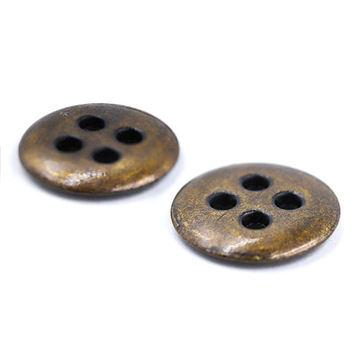 15430 Sullivans 12mm Round Metal Button 4 Hole - Bronze - 39 In A Tube