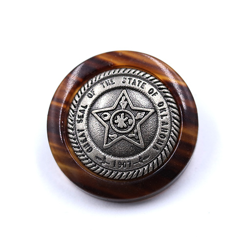 15438 Sullivans 15mm Round Metal Shank Button In Cased In Plastic - Star Emblem - 50 In A Tube