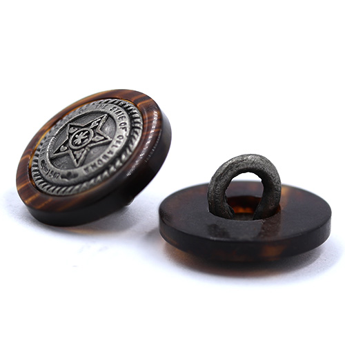 15438 Sullivans 15mm Round Metal Shank Button In Cased In Plastic - Star Emblem - 50 In A Tube