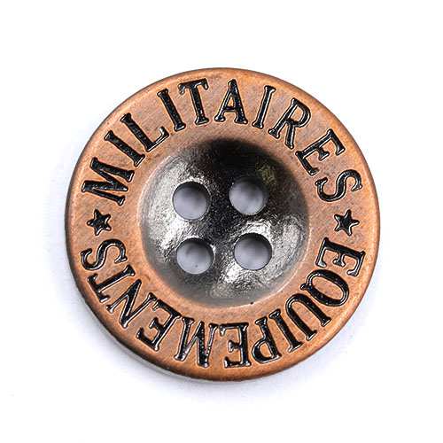 15442 Sullivans 20mm Round Metal Button 4 Hole  With Militaires Equipements Brand - Bronze - 40 In A Tube