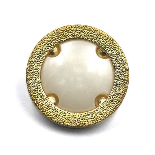 15445 Sullivans 22mm Round Pearl Plastic Shank Button Surrounded With Gold Detailing - 33 In A Tube 