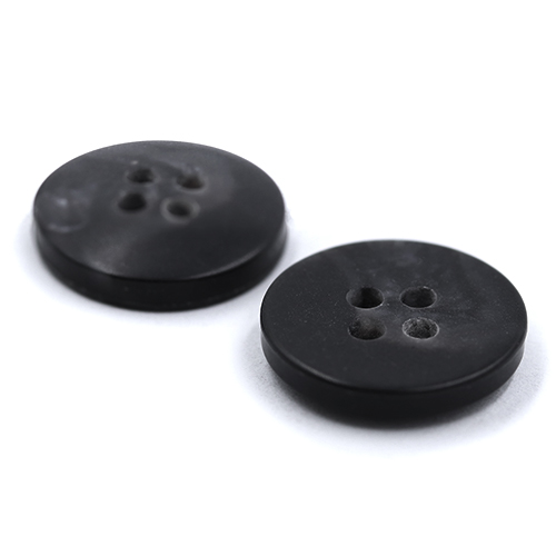15452 Sullivans 15mm Round Plastic Button 4 Hole - Two Tone Black - 39 In A Tube