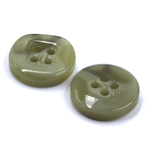 15466 Sullivans 15mm Round Plastic Button 4 Hole With Square Insert - Two Tone Jade - 39 In A Tube
