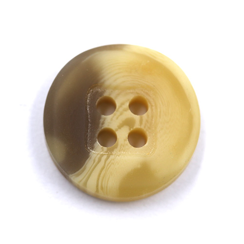 15467 Sullivans 15mm Round Plastic Button 4 Hole With Square Insert - Two Tone Natural - 39 In A Tube