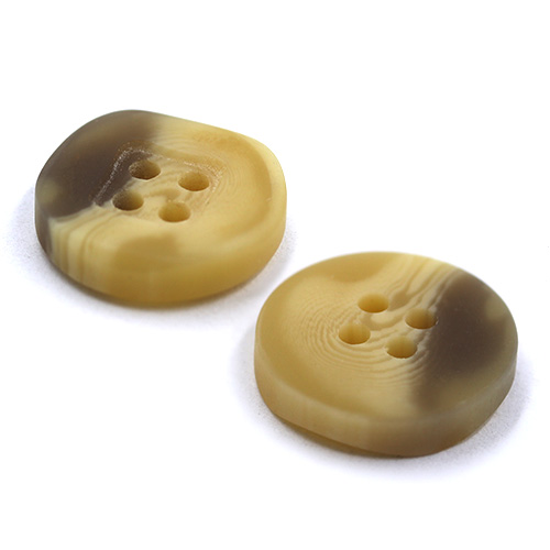 15467 Sullivans 15mm Round Plastic Button 4 Hole With Square Insert - Two Tone Natural - 39 In A Tube