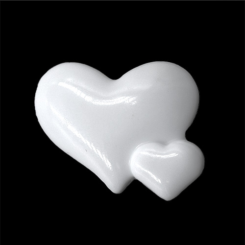 15476 Sullivans 30mm Heart Shaped Plastic Shank Button With Smaller Heart - White - 34 In A Tube
