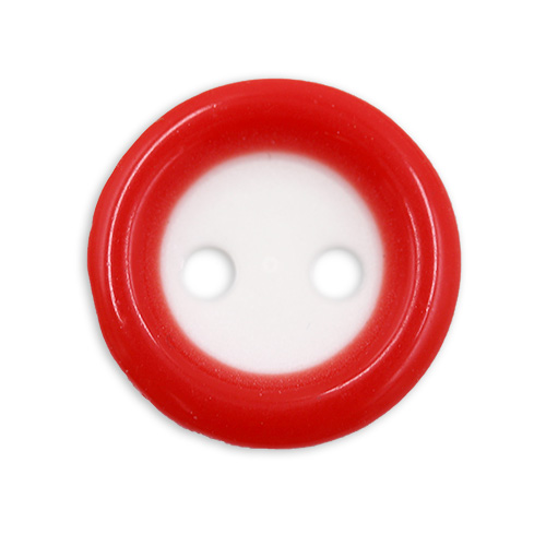 15675 Sullivans 14mm White Button 2 Hole With Red Border - Bag Of 100