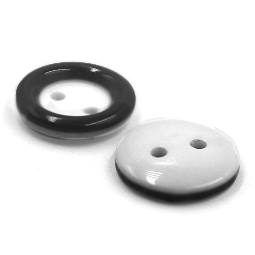 15676 Sullivans 14mm White Button 4 Hole With Black Border - Bag Of 100
