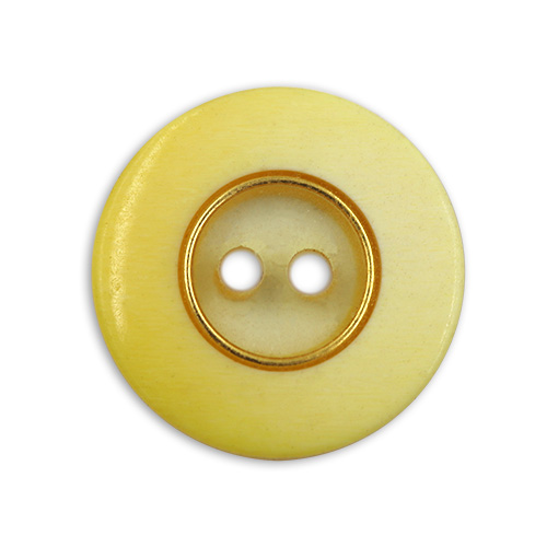 15776 Sullivans 16mm Clear Round Plastic Button 2 Hole With Block Border - Yellow - 14 In A Tube