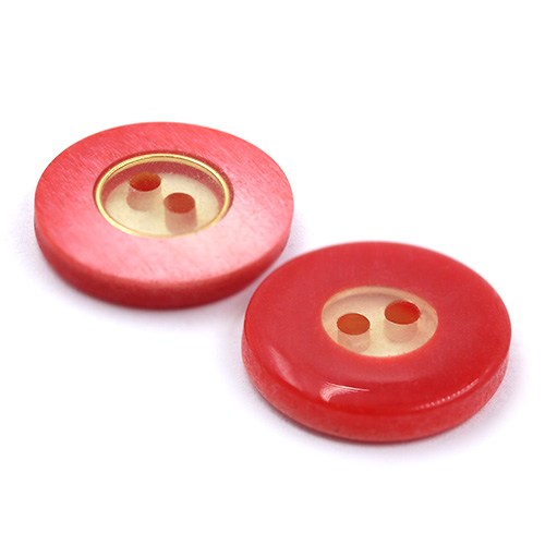 15778 Sullivans 16mm Clear Round Plastic Button 2 Hole With Block Border - Cerise - 14 In A Tube