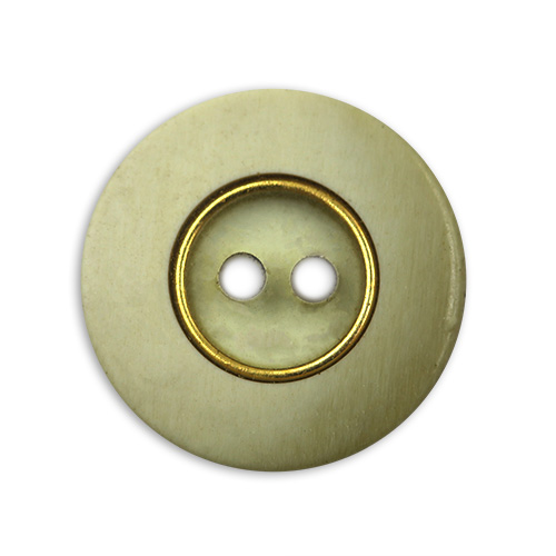 15779 Sullivans 16mm Clear Round Plastic Button 2 Hole With Block Border - Khaki - 14 In A Tube