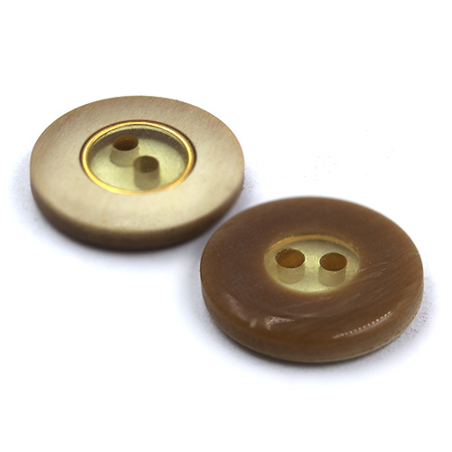 15783 Sullivans 16mm Clear Round Plastic Button 2 Hole With Block Border - Beige - Bag Of 100