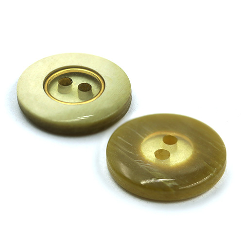 15785 Sullivans 16mm Clear Round Plastic Button 2 Hole With Block Border - Khaki - Bag Of 100