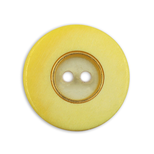 15788 Sullivans 21mm Clear Round Plastic Button 2 Hole With Block Border - Yellow - 11 In A Tube