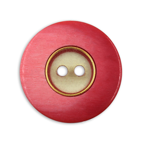 15790 Sullivans 21mm Clear Round Plastic Button 2 Hole With Block Border - Cerise - 11 In A Tube