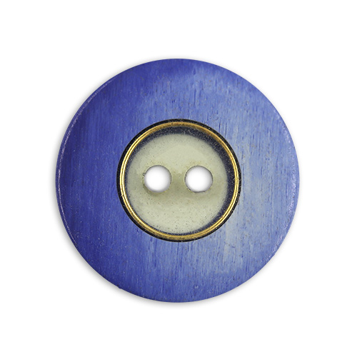 15792 Sullivans 21mm Clear Round Plastic Button 2 Hole With Block Border - Royal - 11 In A Tube