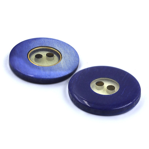 15792 Sullivans 21mm Clear Round Plastic Button 2 Hole With Block Border - Royal - 11 In A Tube