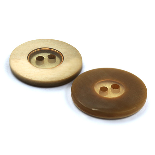 15795 Sullivans 21mm Clear Round Plastic Button 2 Hole With Block Border - Beige - Bag Of 100