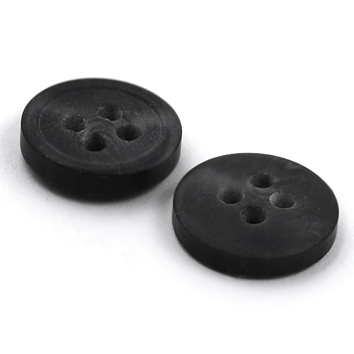 16508 Sullivans 11mm Round Plastic Button With Four Holes - Black - Bag Of 100