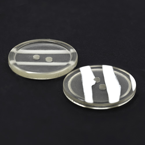 16589 Sullivans 23mm Round Plastic Button - Clear Striped - 43 In A Tube