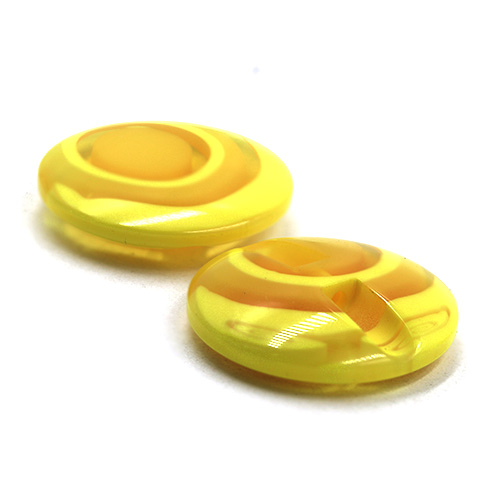 16629 Sullivans 22mm Round Plastic Button - Yellow Ringed - 21 In A Tube