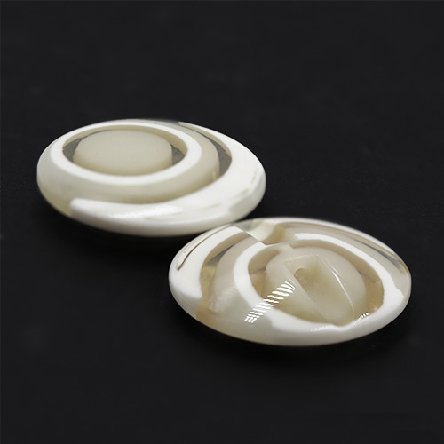 16643 Sullivans 25mm Round Plastic Button - White Ringed - 13 In A Tube