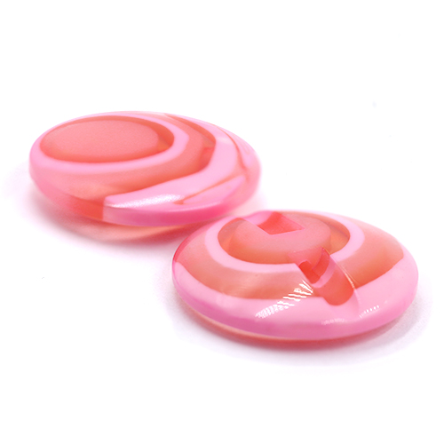 16656 Sullivans 25mm Round Plastic Button - Pink Ringed - Bag Of 100