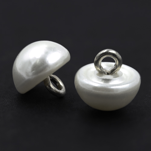 16668 Sullivans 8mm Pearl Plastic Button With Shank - White - Bag Of 100