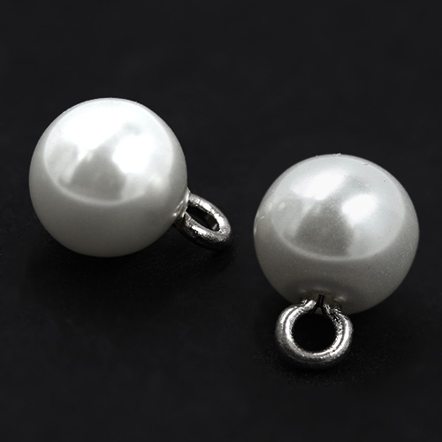 16701 Sullivans 8mm Pearl Plastic Button With Metal Shank - White - 37 In A Tube
