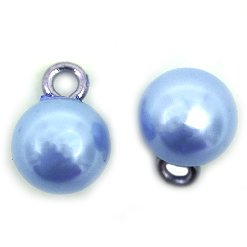 16705 Sullivans 8mm Pearl Plastic Button With Metal Shank - Sky - Bag Of 100