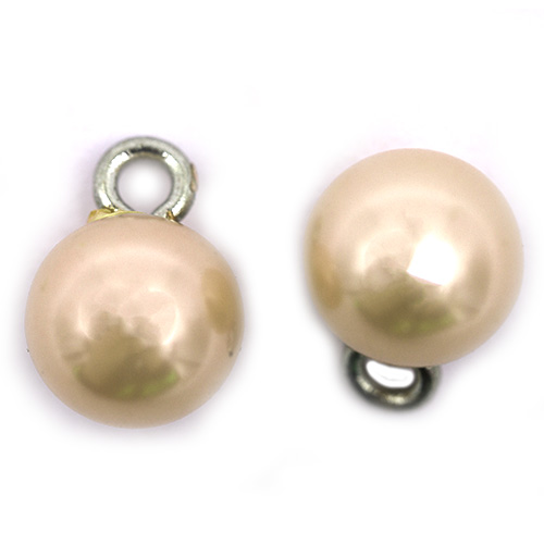 16706 Sullivans 8mm Pearl Plastic Button With Metal Shank - Cream - Bag Of 100