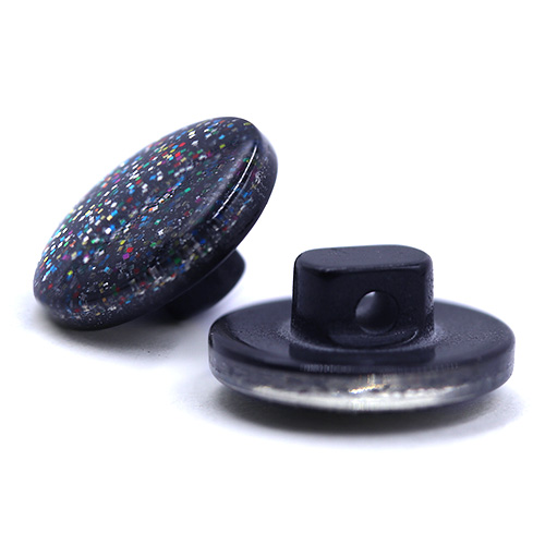 16853 Sullivans 12mm Round Plastic Shank Button - Navy With Multi-coloured Sparkles - 110 In A Tube