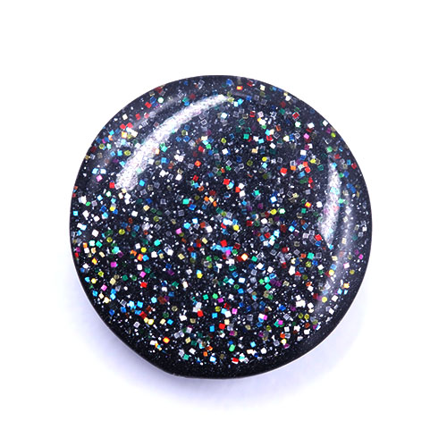 16854 Sullivans 15mm Round Plastic Shank Button - Navy With Multi-coloured Sparkles - 65 In A Tube
