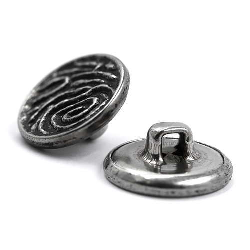 16884 Sullivans 19mm Round Metal Button With Veined Pattern - Silver - 23 In A Tube