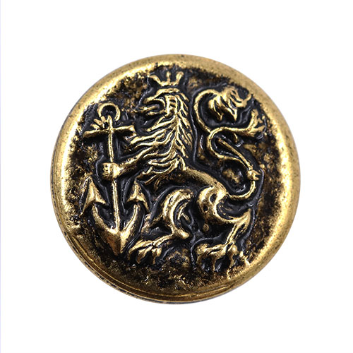 16924 Sullivans 15mm Round Metal Button With Crest - Old Gold - 23 In A Tube