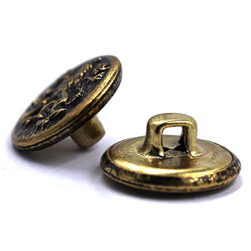 16924 Sullivans 15mm Round Metal Button With Crest - Old Gold - 23 In A Tube