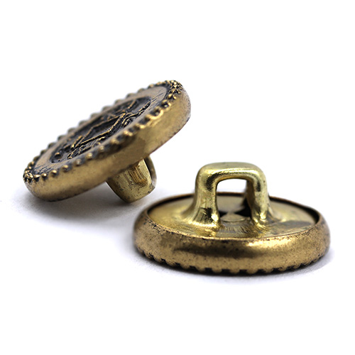 16980 Sullivans 15mm Round Metal Button With Japanese Characters - Old Gold - 23 In A Tube